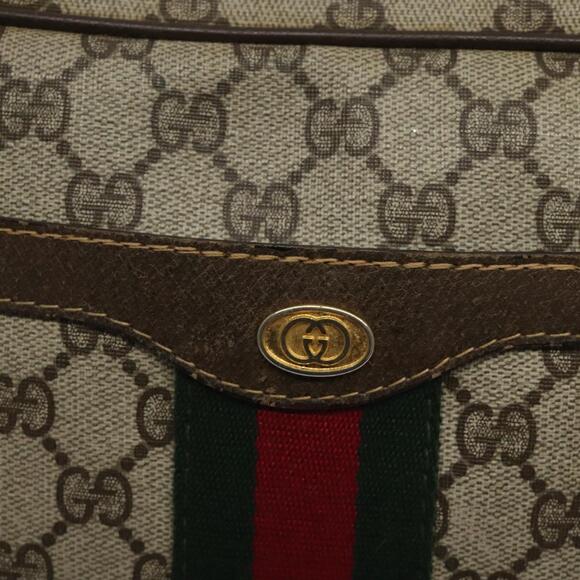 GUCCI GG Supreme Web Sherry Line Hand Bag Pvc Beige Gold Red - Picture 14 of 16